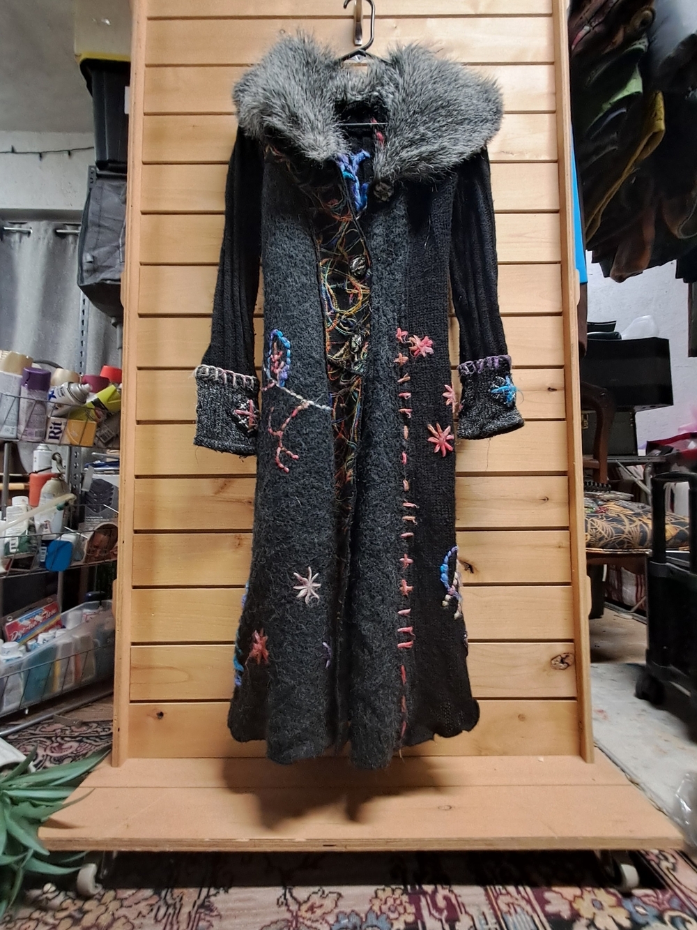 Griffolie Paris Mohair Blend Knit Embroidered Full Length Cardigan Size XS/S - Picture 7 of 8